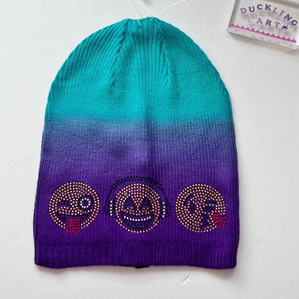 NEW Butter Super Soft Ombré Beanie with Emojis - Girls